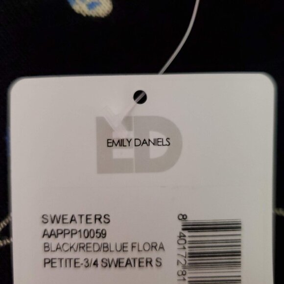 💥181 Emily Daniels Floral Lightweight Black Sweater - Picture 6 of 10